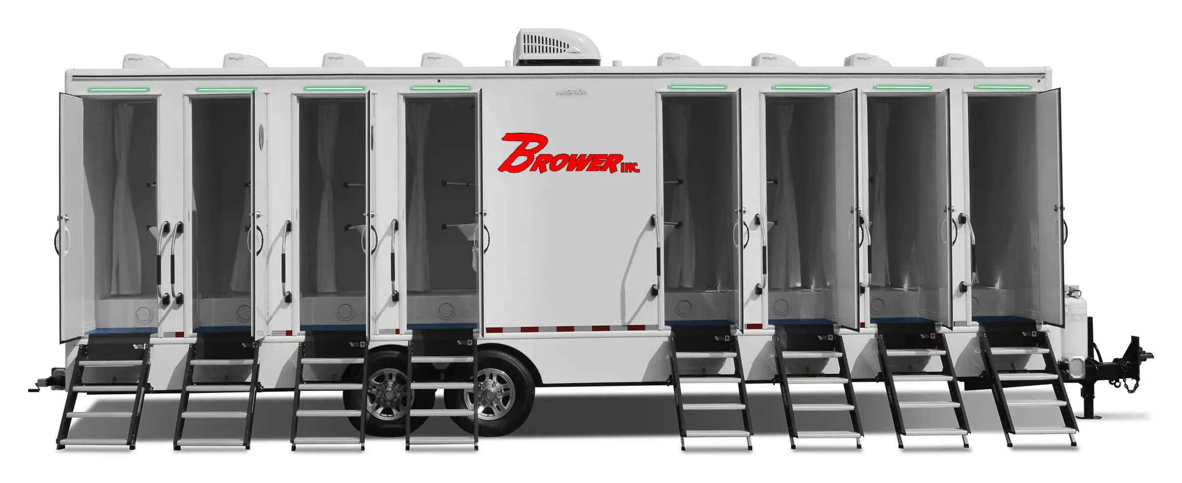 Brower Inc. 8-door shower trailer with Brower logo