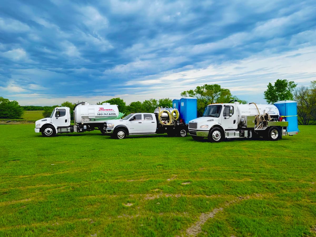 Brower Inc. full fleet of trucks and equipment lined up for long-term rental deployment in Newkirk, Oklahoma