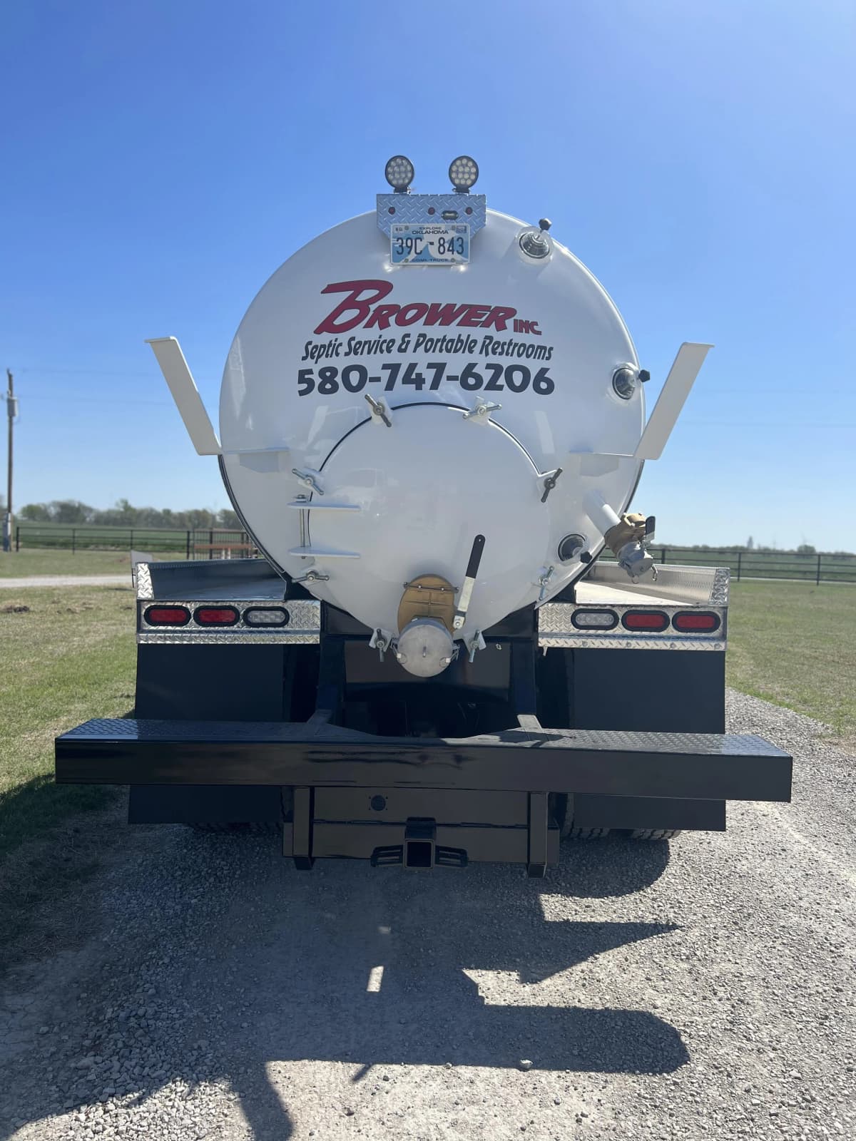 Rear of a Brower Inc. septic service truck