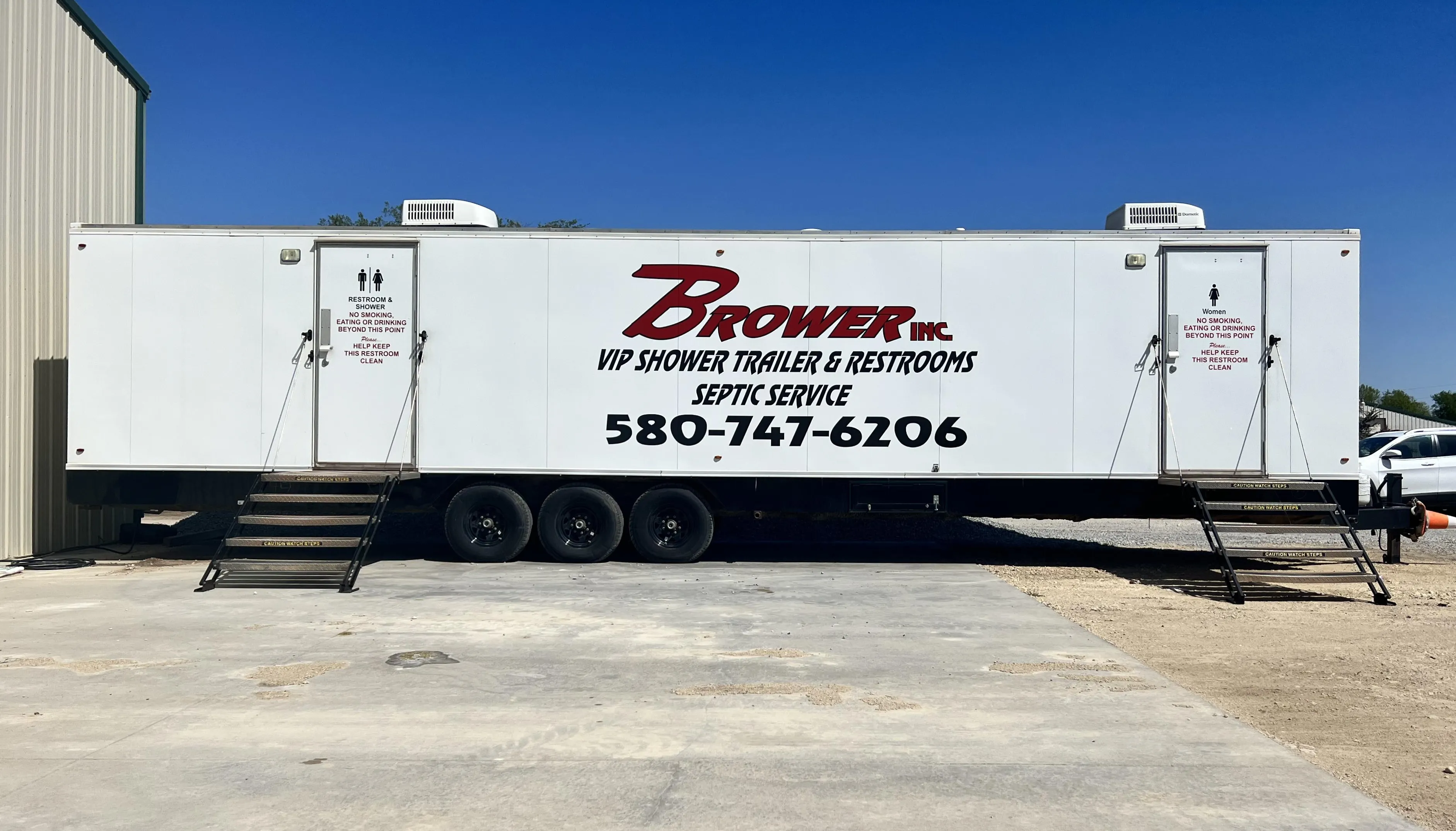 Brower Inc. VIP luxury restroom trailer suitable for film production talent in Oklahoma